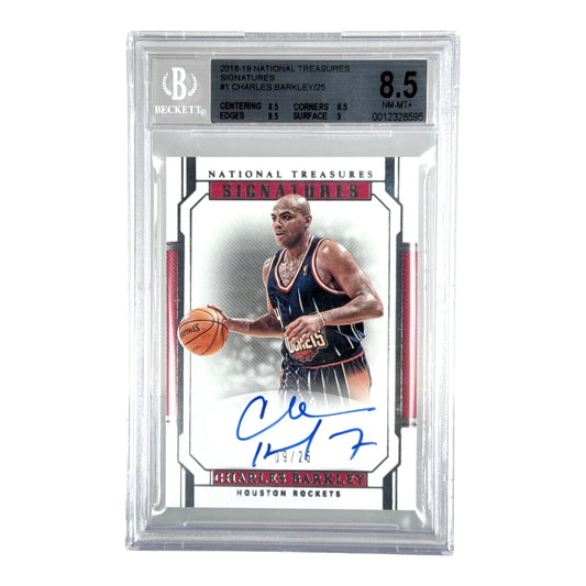 Charles Barkley 2018-19 National Treasures Signatures Auto 09/25 #SG-CBK BGS 8.5