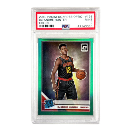 Deandre Hunter 2019-20 Panini Donruss Optic Green 5/5 Rookie RC #198 PSA 9