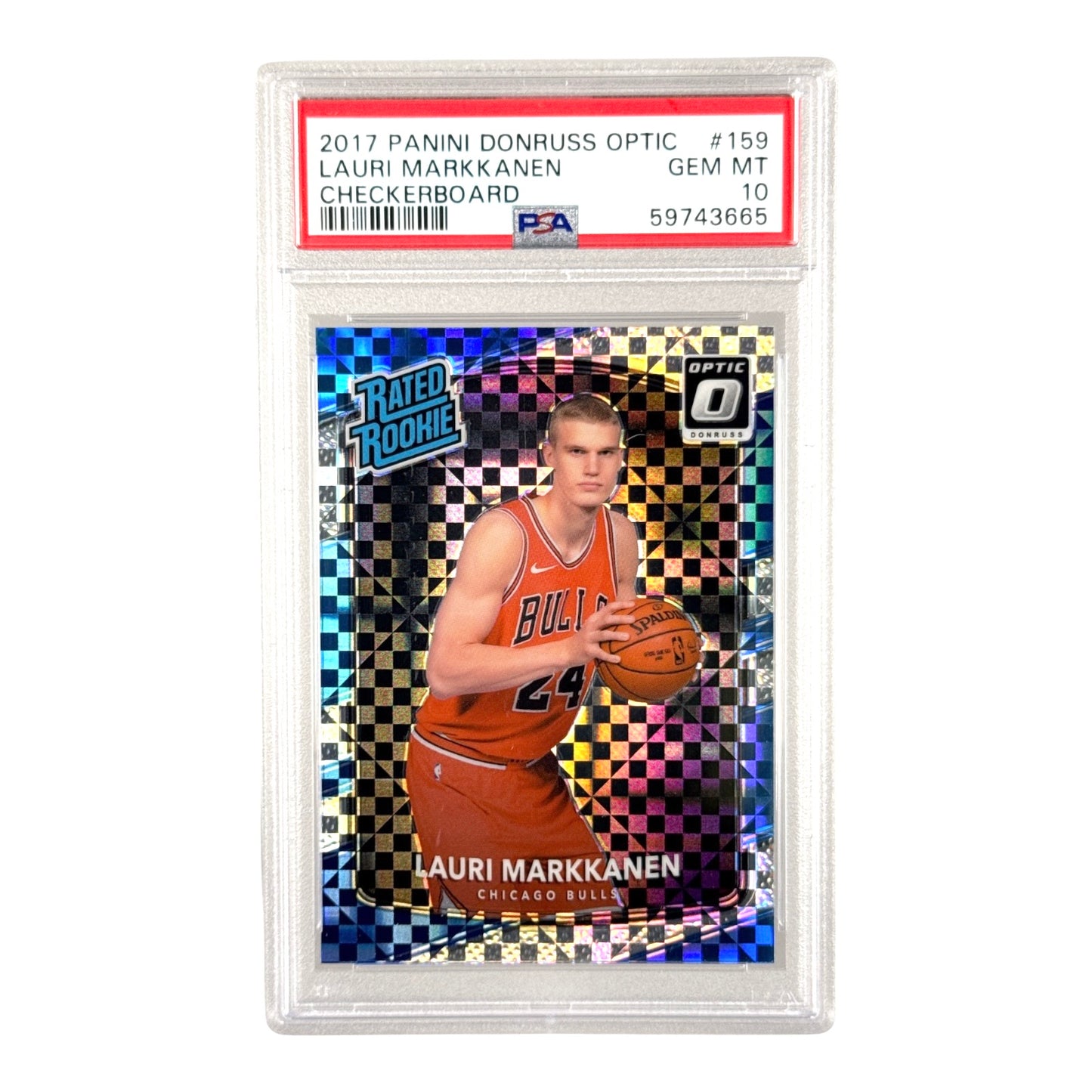 Lauri Markkanen 2017-18 Panini Donruss Optic Checkerboard Rookie RC #159 PSA 10