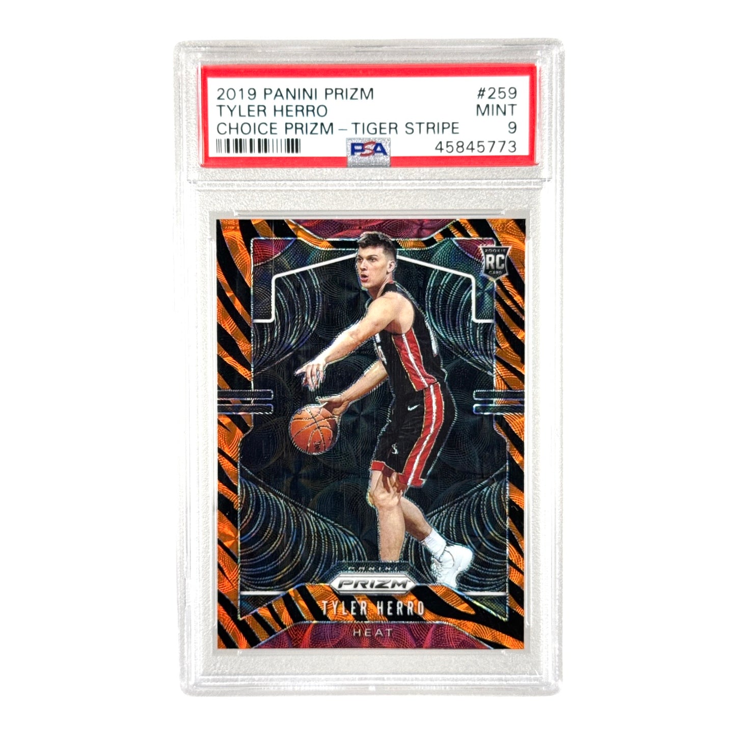 Tyler Herro 2019-20 Panini Prizm Choice Tiger Stripe Rookie RC #259 PSA 9