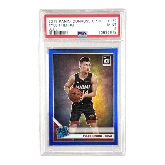 Tyler Herro 2019-20 Panini DOnruss Optic Rookie RC Blue 54/59 #172 PSA 9