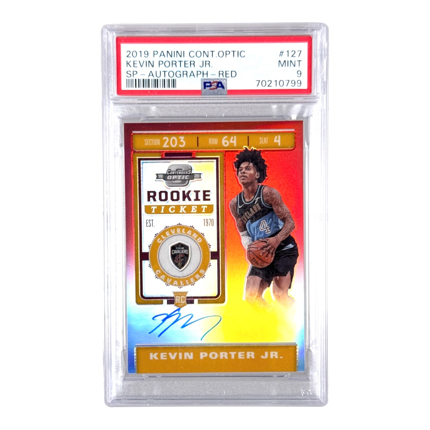 Kevin Porter Jr. 2019-20 Panini Contenders Optic Rookie Ticket Auto Red 082/149 #127 PSA 9