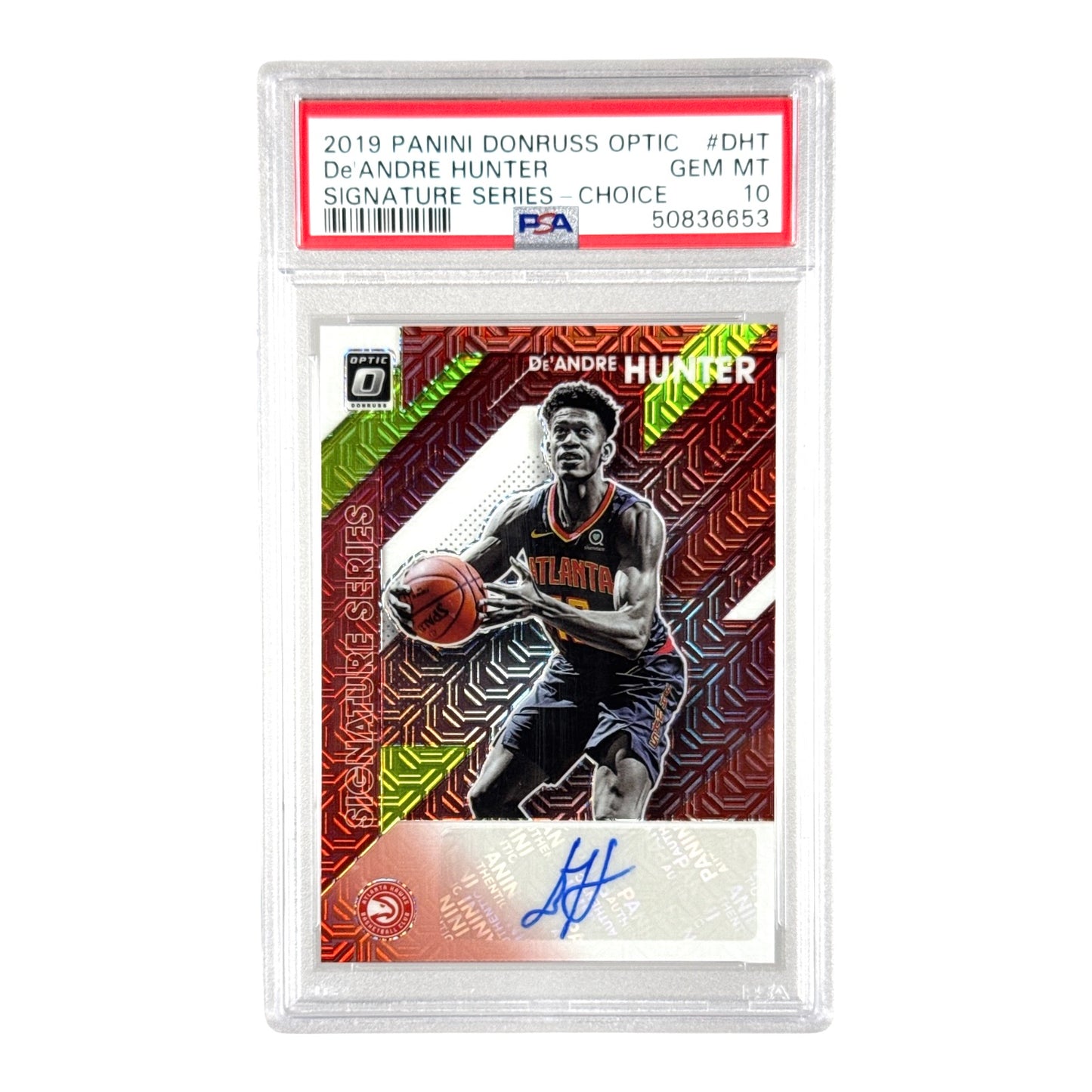 Deandre Hunter 2019-20 Panini Donruss Optic Signature Series Auto Rookie RC Choice #DHT PSA 10