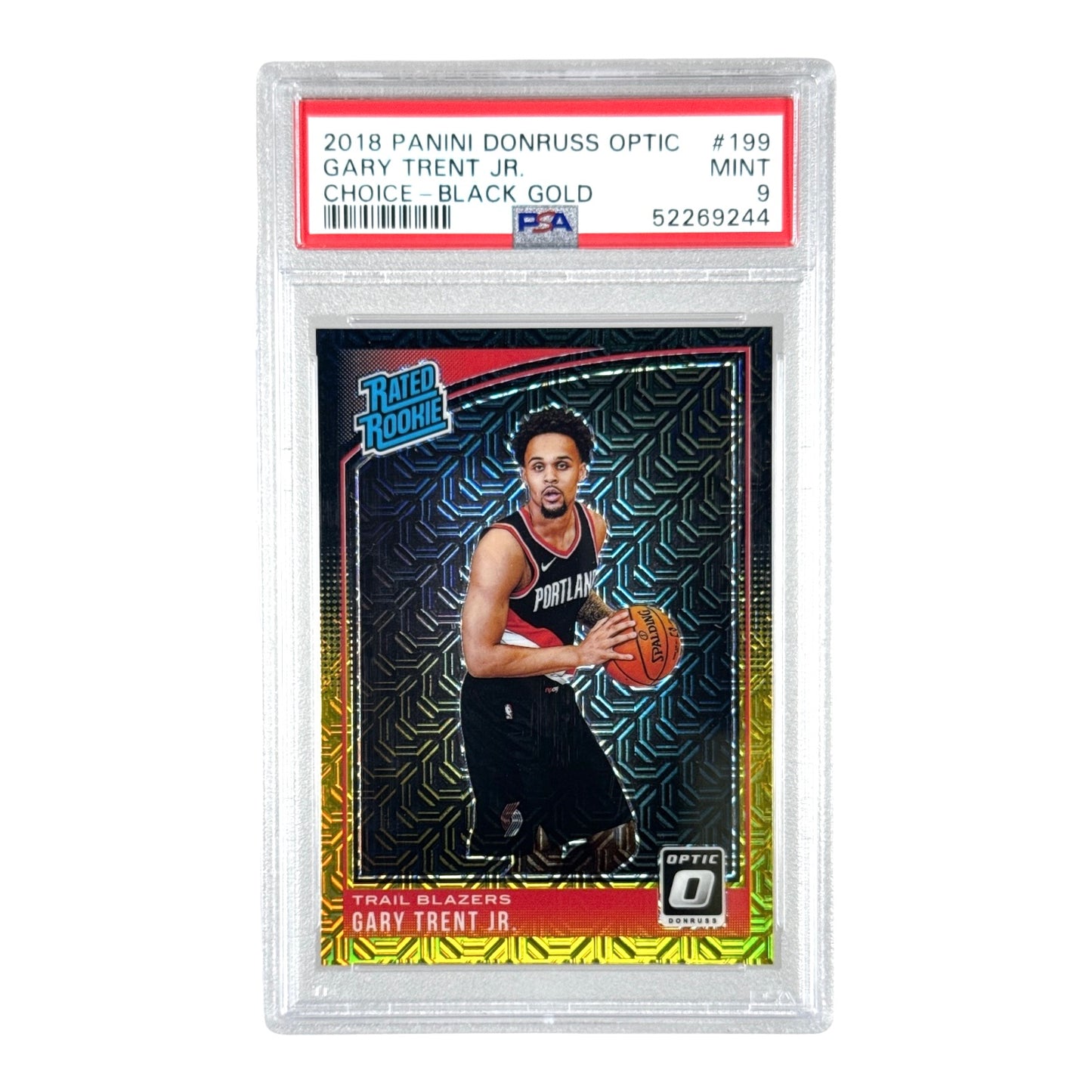 Gary Trent Jr. 2018-19 Panini Donruss Optic Black Gold 2/8 Rookie RC #199 PSA 9