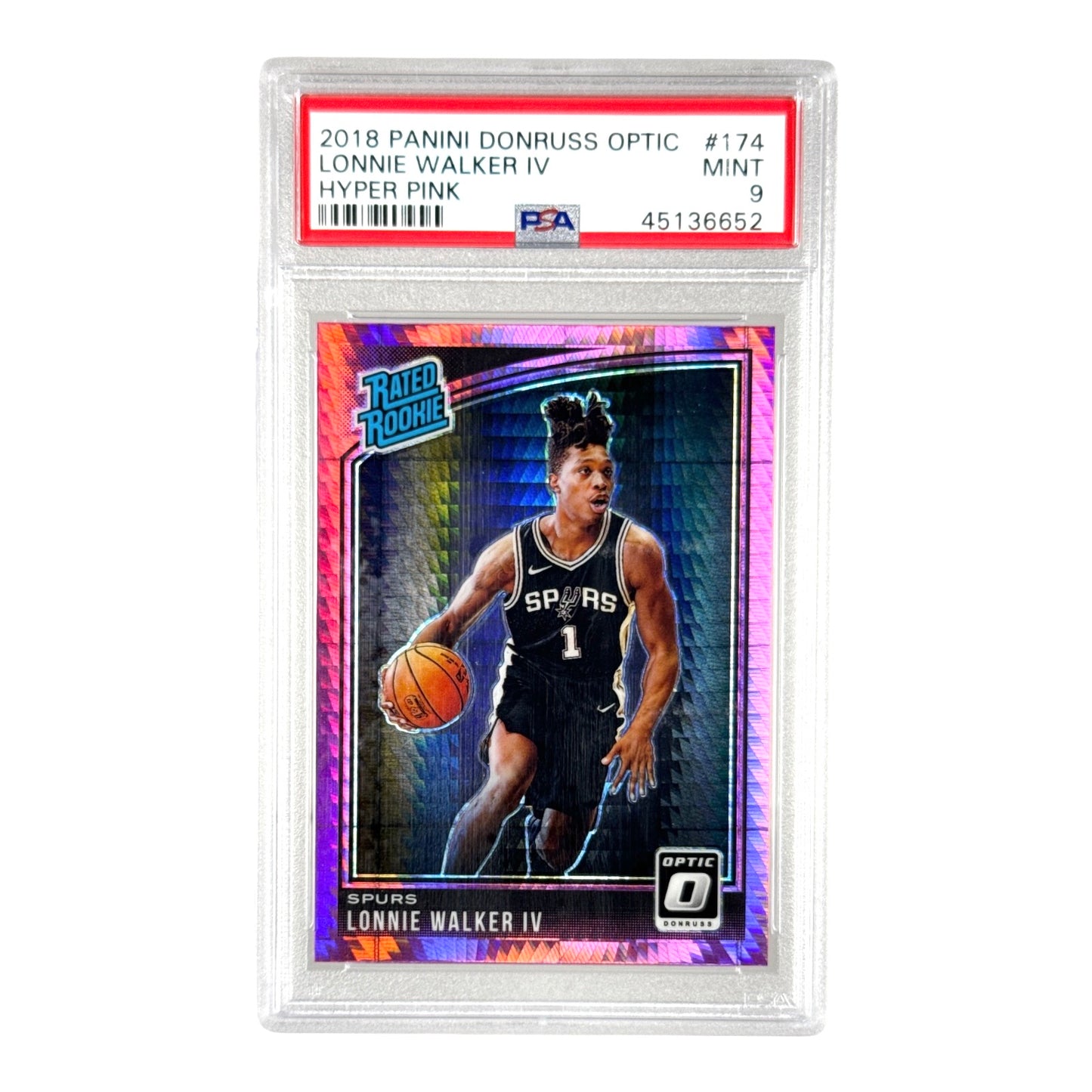 Lonnie Walker 2018-19 Panini Donruss Optic Hyper Pink Rookie RC #174 PSA 9