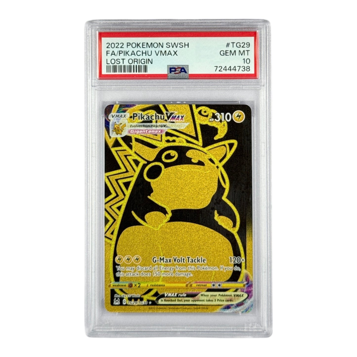 Pikachu 2022 Pokemon English SWSH Lost Origin Vmax Full Art #TG29 PSA 10