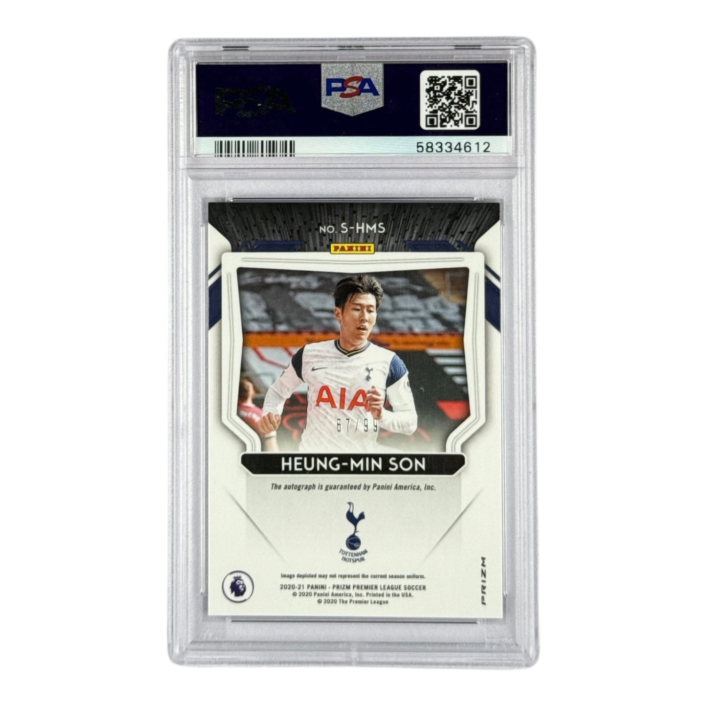 Heung Min Son 2020-21 Panini Prizm EPL English Premier League Auto Purple 67/99 #S-HMS PSA 9