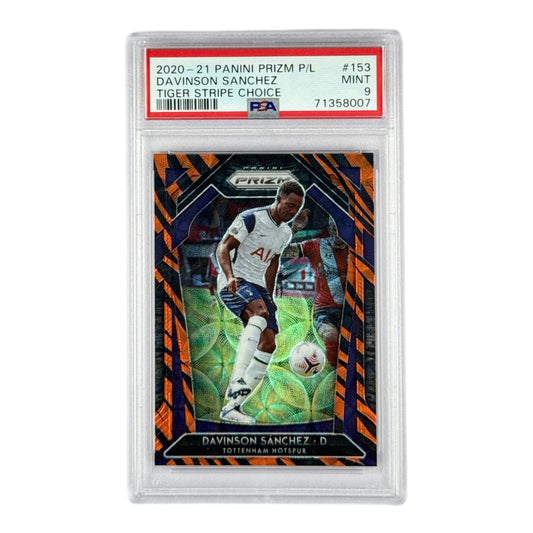 Davinson Sanchez 2020-21 Panini Prizm EPL English Premier League Choice Tiger Stripe #153 PSA 9