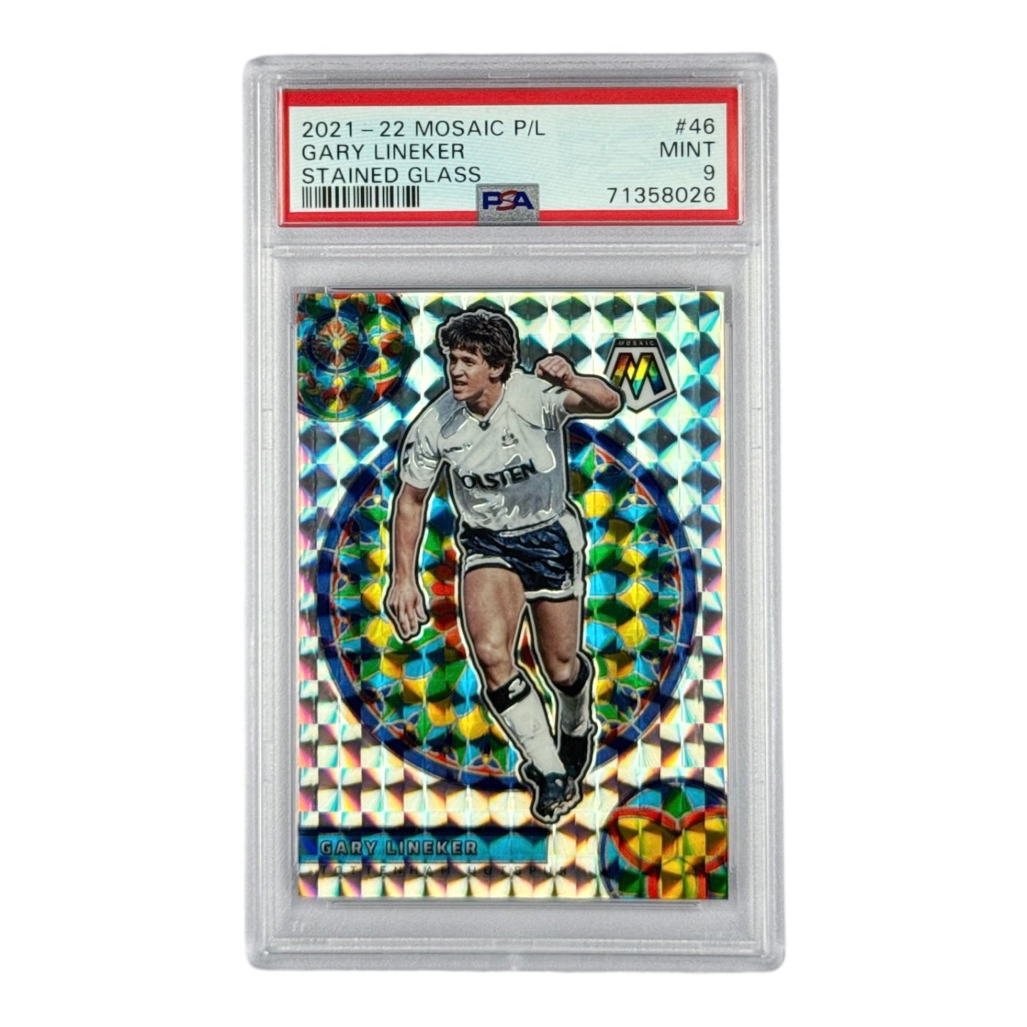 Gary Lineker 2021-22 Panini Mosaic EPL English Premier League Stained Glass #46 PSA 9