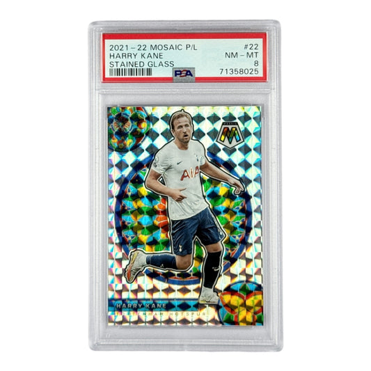 Harry Kane 2021-22 Panini Mosaic EPL English Premier League Stained Glass #22 PSA 8