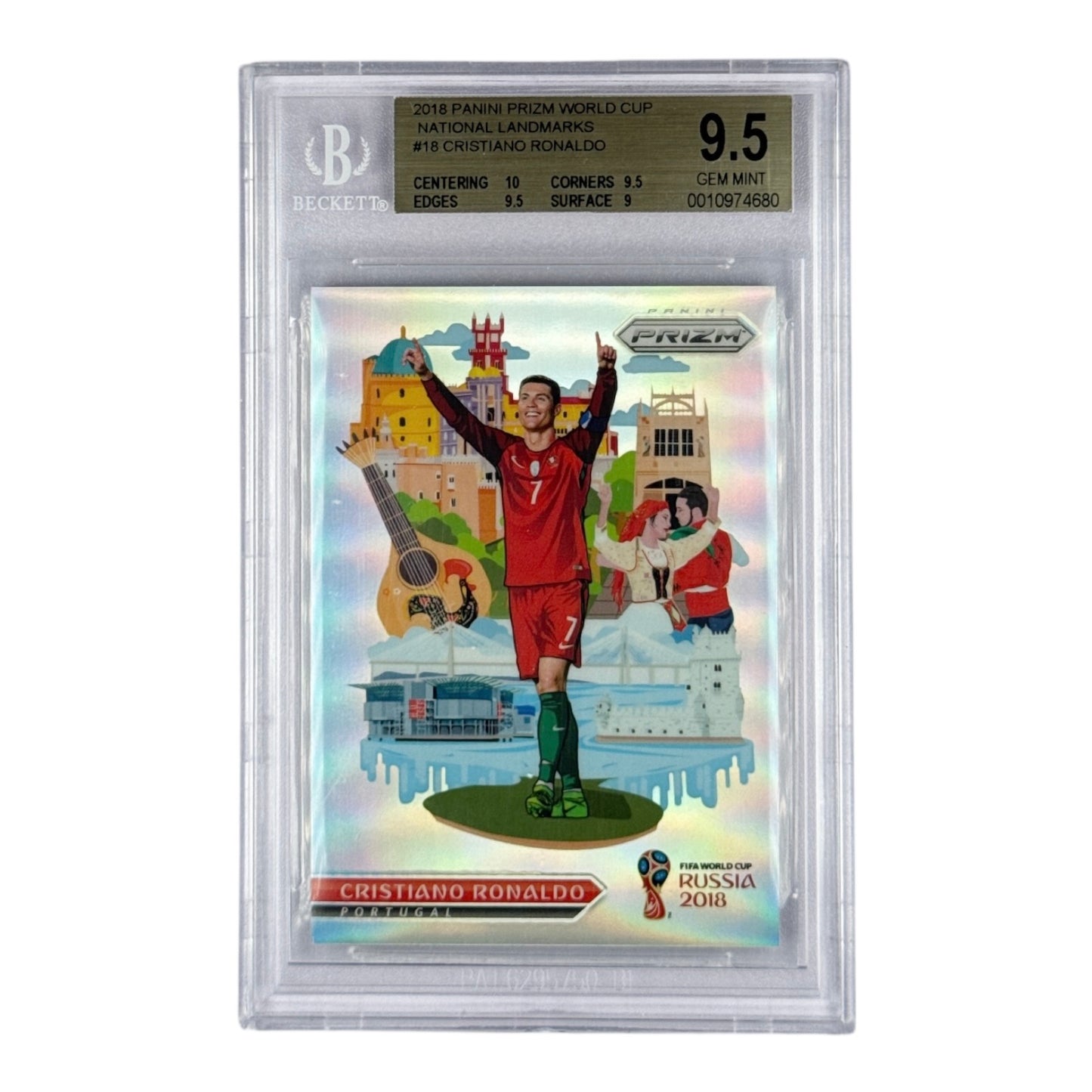 Cristiano Ronaldo 2018 Panini Prizm World Cup National Landmarks #18 BGS 9.5