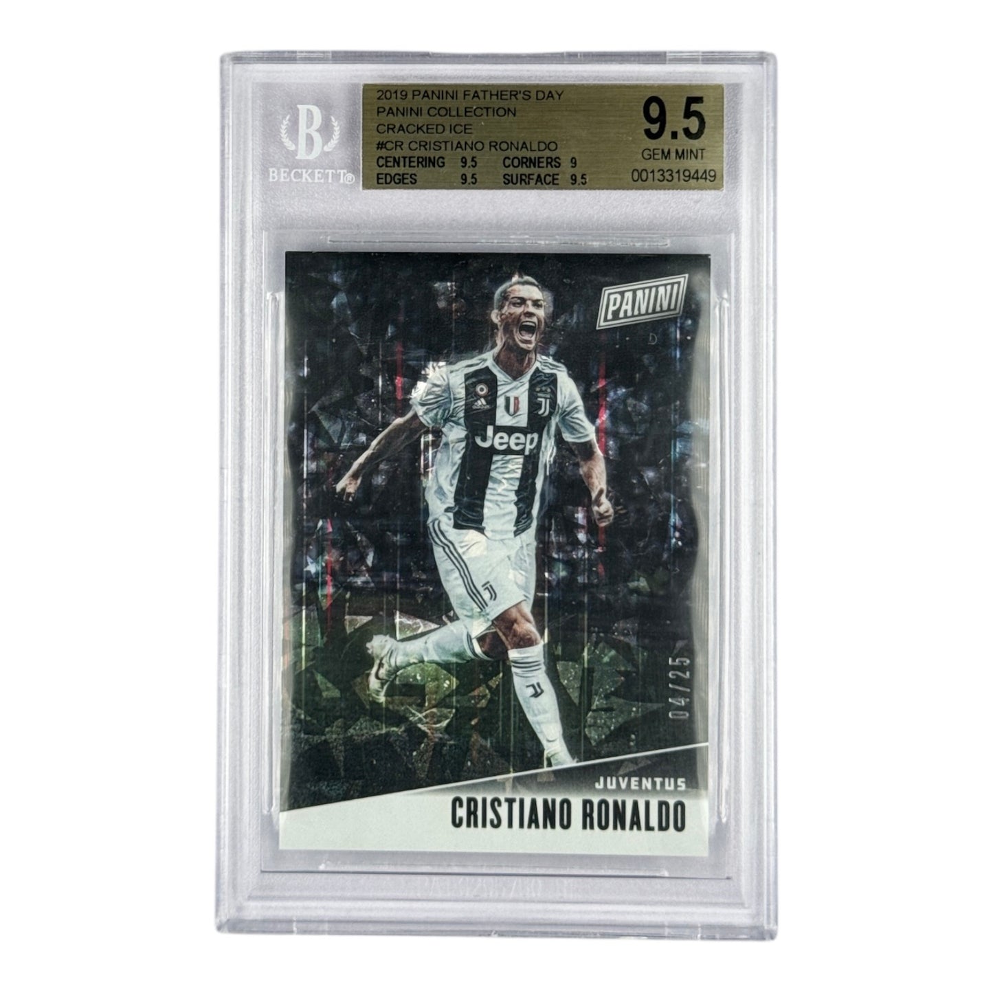 Cristiano Ronaldo 2019-20 Panini Father's Day Cracked Ice 04/25 #CR BGS 9.5