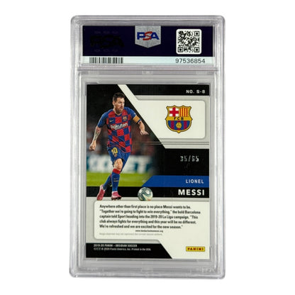 Lionel Messi 2019 Panini Obsidian Purple 35/65 #S8 PSA 8