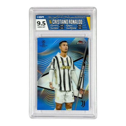 Cristiano Ronaldo 2020-21 Topps Finest UEFA Champions League Blue Refractor #1 040/150 HGA 9.5