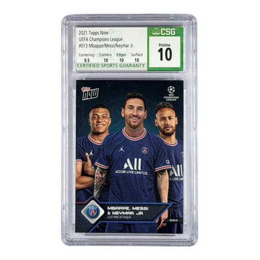 Mbappe/Messi/Neymar 2021 Topps Now UEFA Champions League #013 CSG Pristine 10