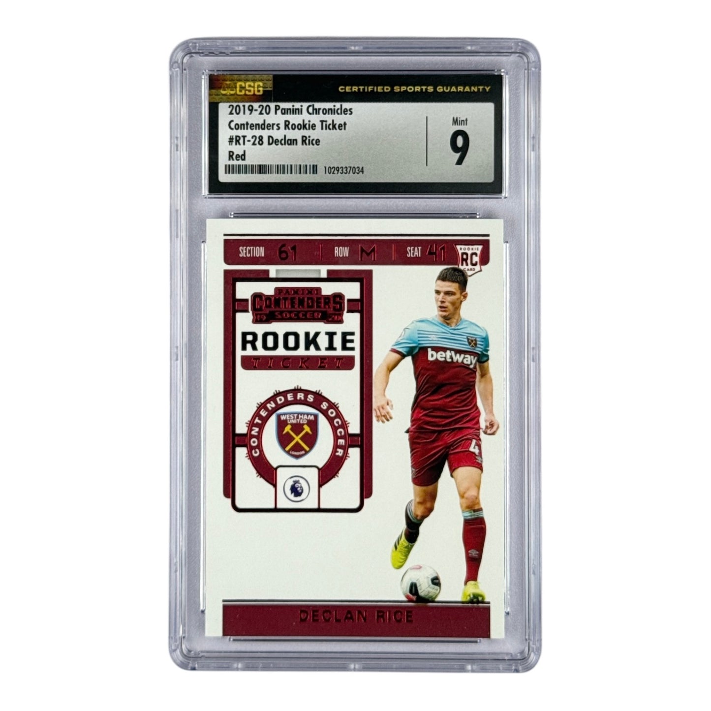 Declan Rice 2019-20 Panini Donruss Rated Rookie Red RC #RT-28 CSG 9