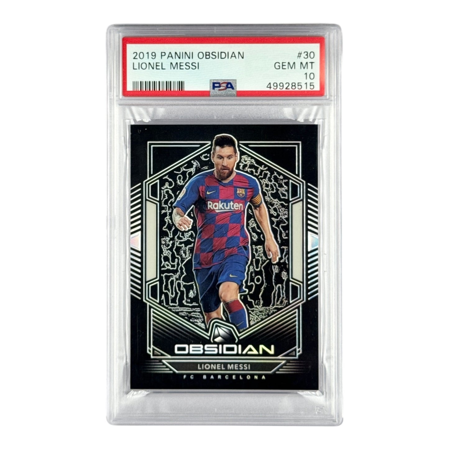 Lionel Messi 2019-20 Panini Obsidian 072/165 #30 PSA 10