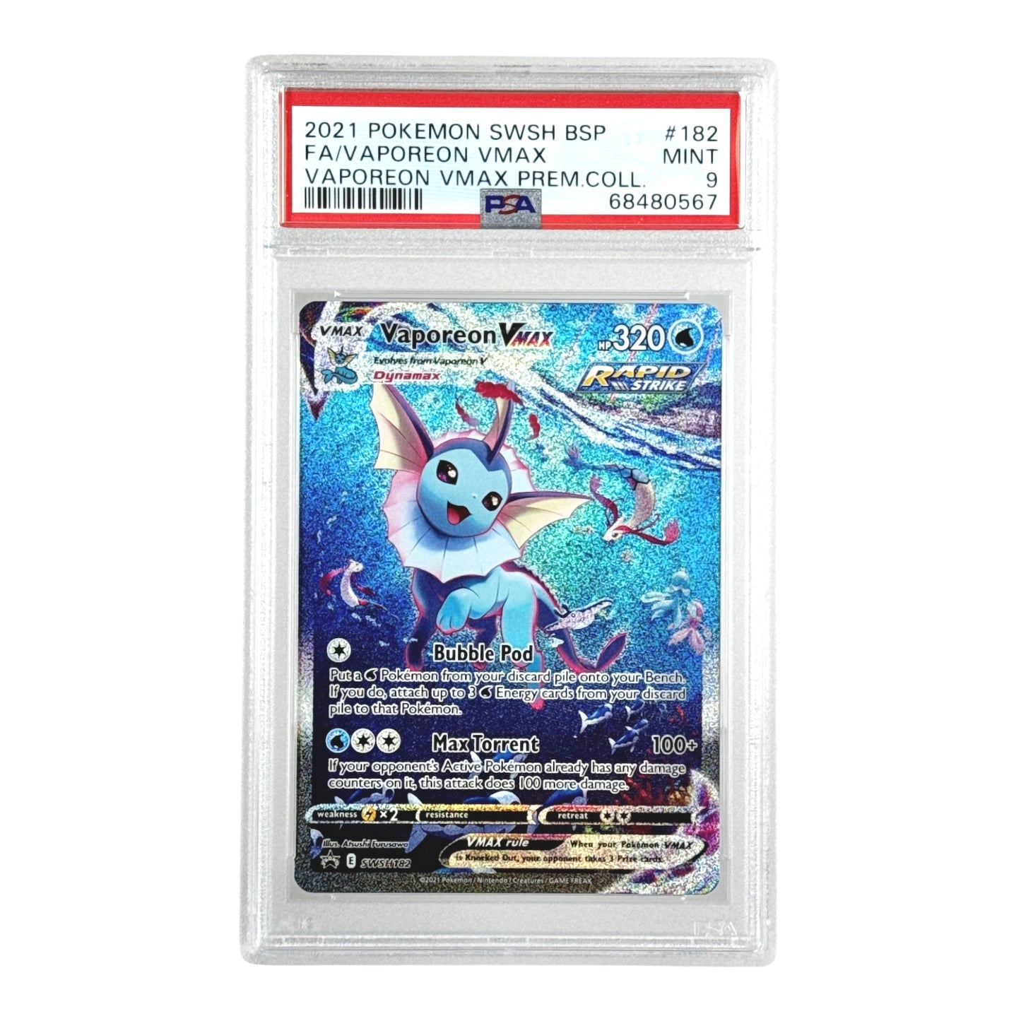 Vaporeon 2021 Pokemon English SWSH Max Premium Collection #182 PSA 9