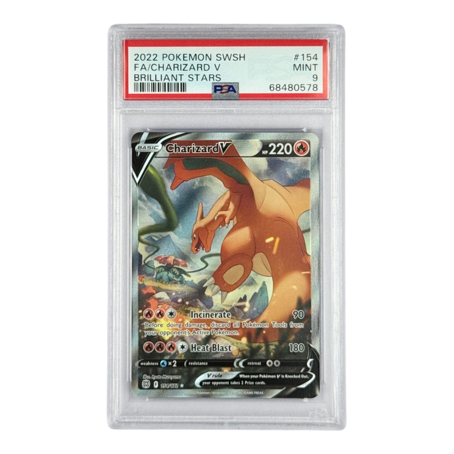 Charizard V 2022 Pokemon English SWSH Brilliant Stars Full Art #154 PSA 9