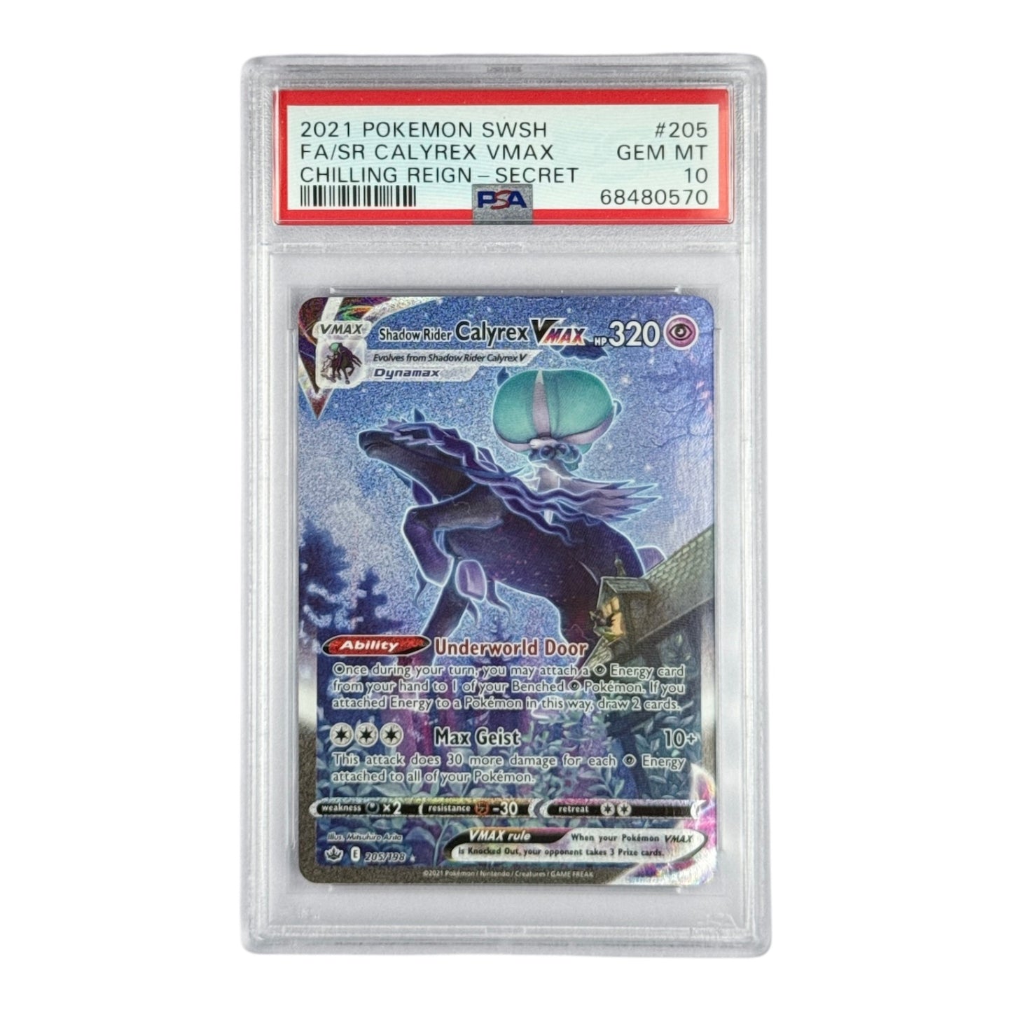 Calyrex Vmax 2021 Pokemon English SWSH Chilling Reign Full Art #205 PSA 10