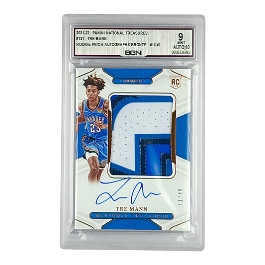 Tre Mann 2021-22 Panini National Treasures Rookie Patch Auto RPA RC 11/49 #131 BGN 9 Auto 10