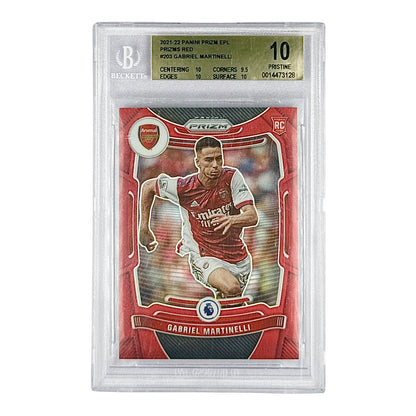 Gabriel Martinelli 2021-22 Panini Prizm Premier League Red 111/199 Rookie RC #203 BGS 10