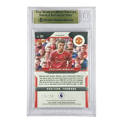 Cristiano Ronaldo 2021-22 Panini Prizm Premier League Red Mojo 078/159 #283 BGS 9.5