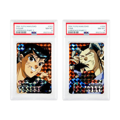 Set of 2 Yusuke Yomi 1994 Yuyu Hakusho Bandai Carddass #283/284 PSA 8