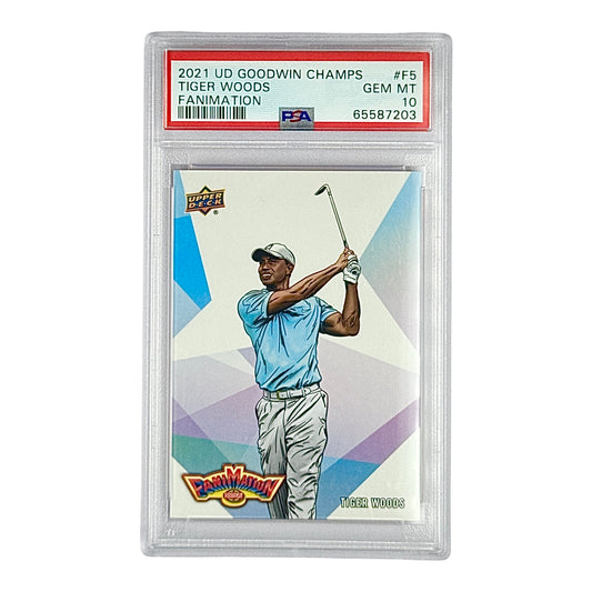 Tiger Woods 2021 Upper Deck Goodwin Champions Animation #F5 PSA 10