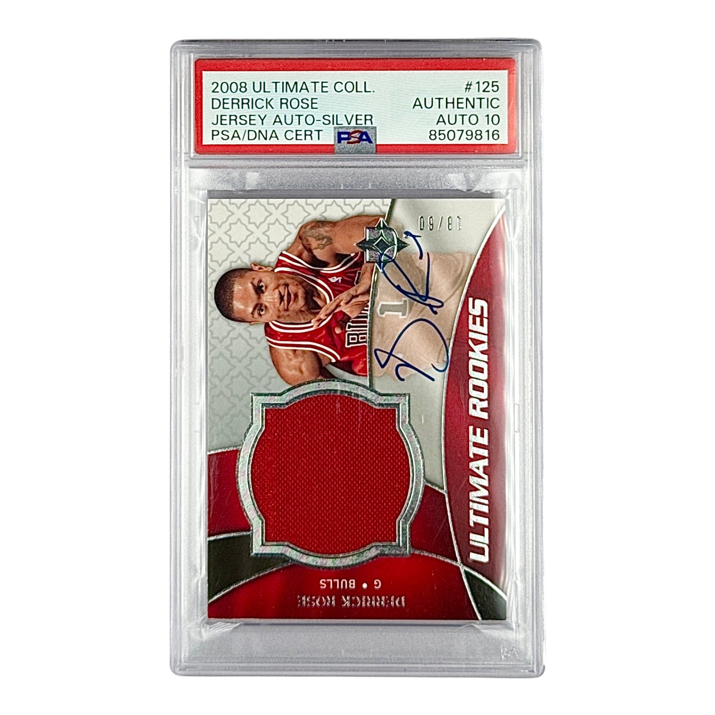 Derrick Rose 2008 Upper Deck Ultimate Collection Rookie RC Jersey Auto 18/60 #125 PSA Authentic Auto 10