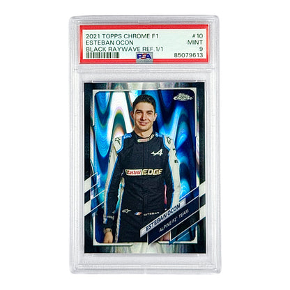 Esteban Ocon 2021 Topps Chrome F1 Black Raywave Refractor 1 of 1 #10 PSA 9