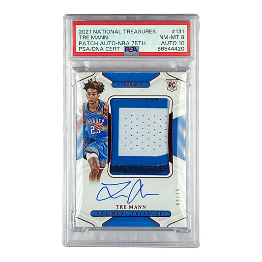 Tre Mann 2021-22 Panini National Treasures Rookie Patch Auto RPA RC 63/75 #131 PSA 8 Auto 10