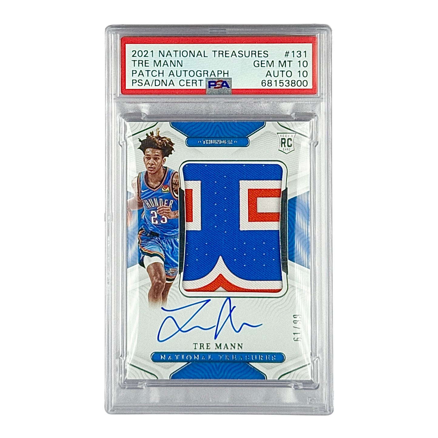 Tre Mann 2021-22 Panini National Treasures Rookie Patch Auto RPA RC 61/99 #131 PSA 10 Auto 10