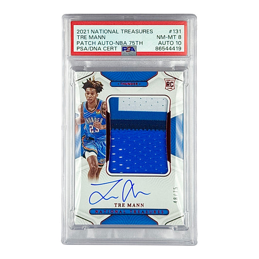 Tre Mann 2021-22 Panini National Treasures Rookie Patch Auto RPA RC 48/75 #131 PSA 8 Auto 10