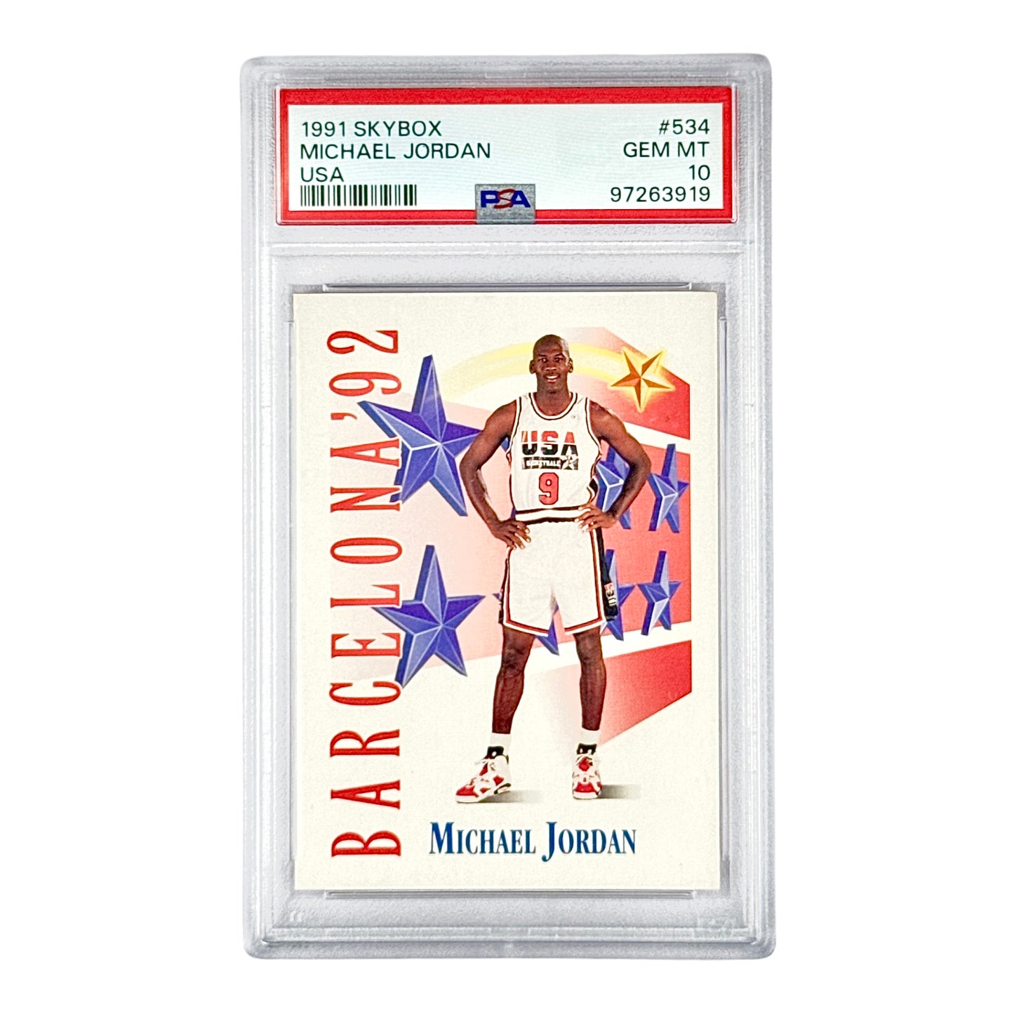 Michael Jordan 1991 Skybox Barcelona Team USA #543 PSA 10