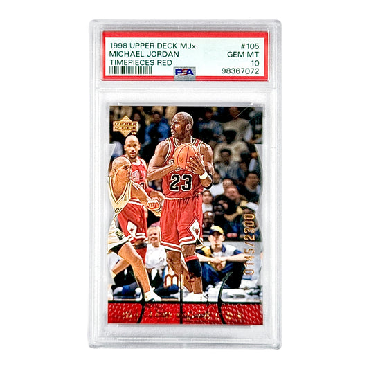 Michael Jordan 1998 Upper Deck MJx Timepieces Red 0145/2300 #105 PSA 10