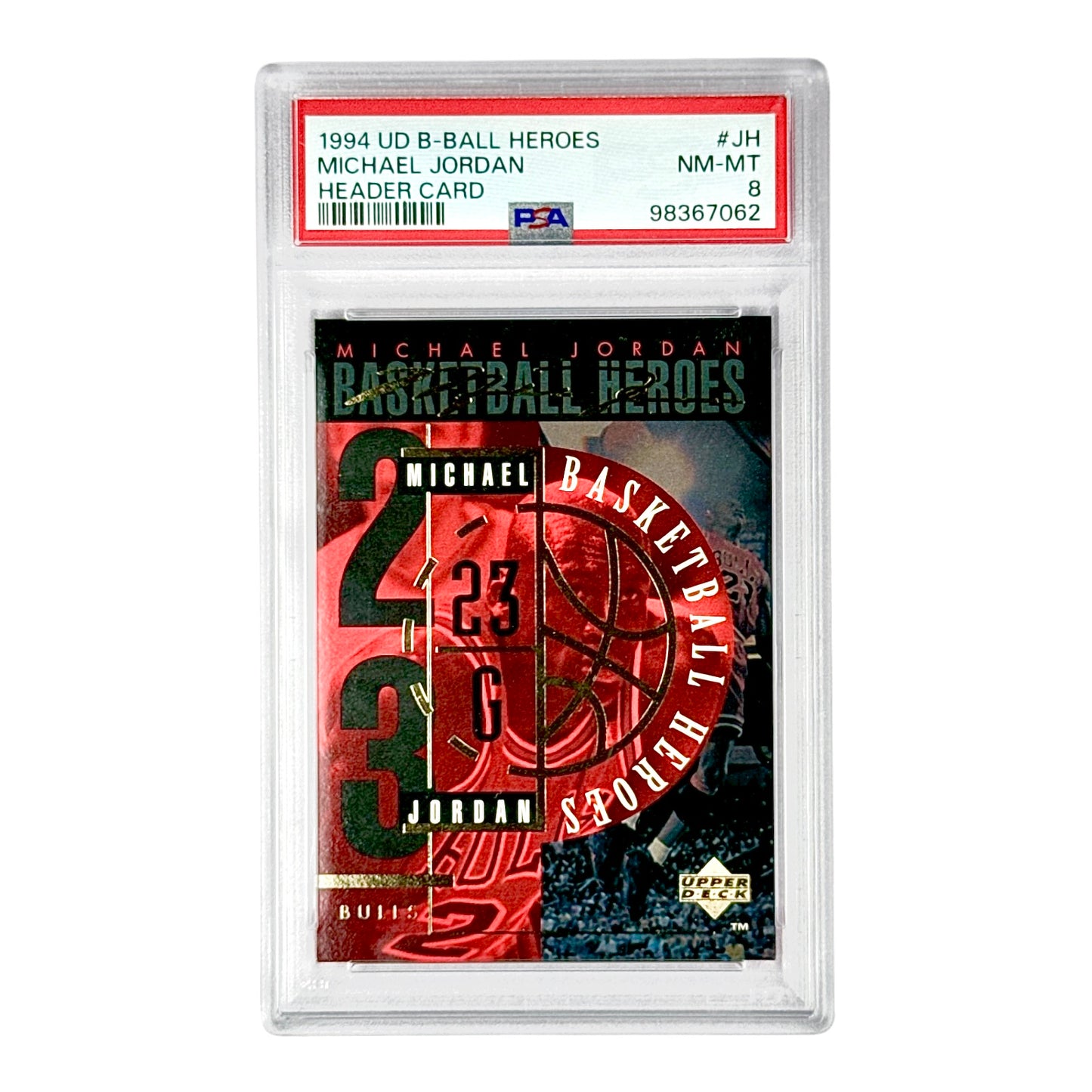 Michael Jordan 1994 Upper Deck B-Ball Heroes Header Card #JH PSA 8