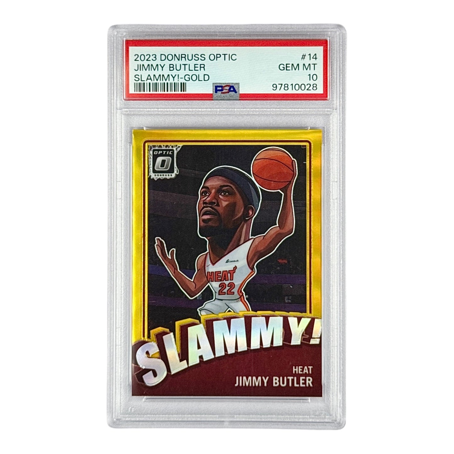 Jimmy Butler 2023-24 Panini Donruss Optic Slammy Gold 06/10 #14 PSA 10