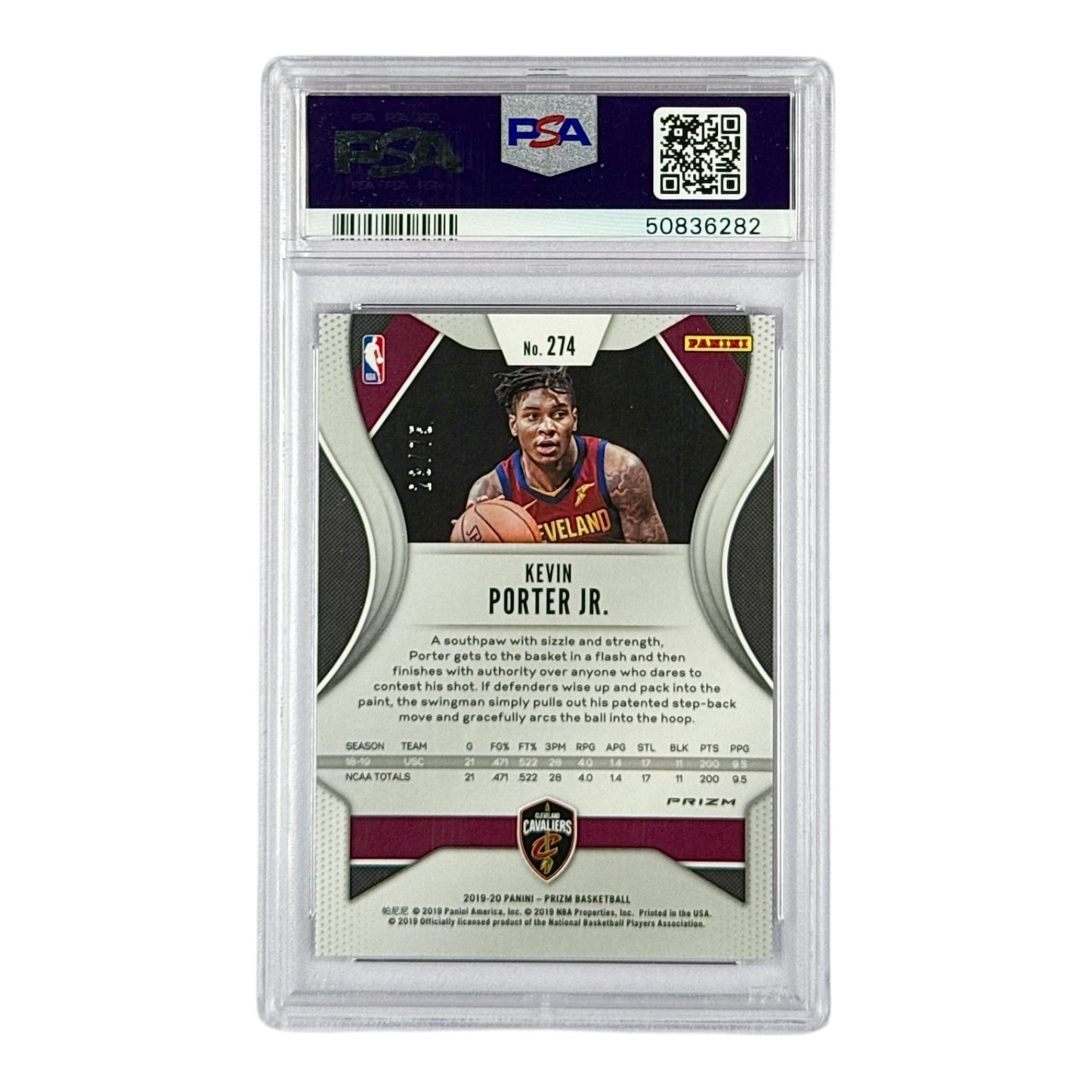 Kevin Porter JR. 2019-20 Panini Prizm Purple 23/75 Rookie RC #274 PSA 10