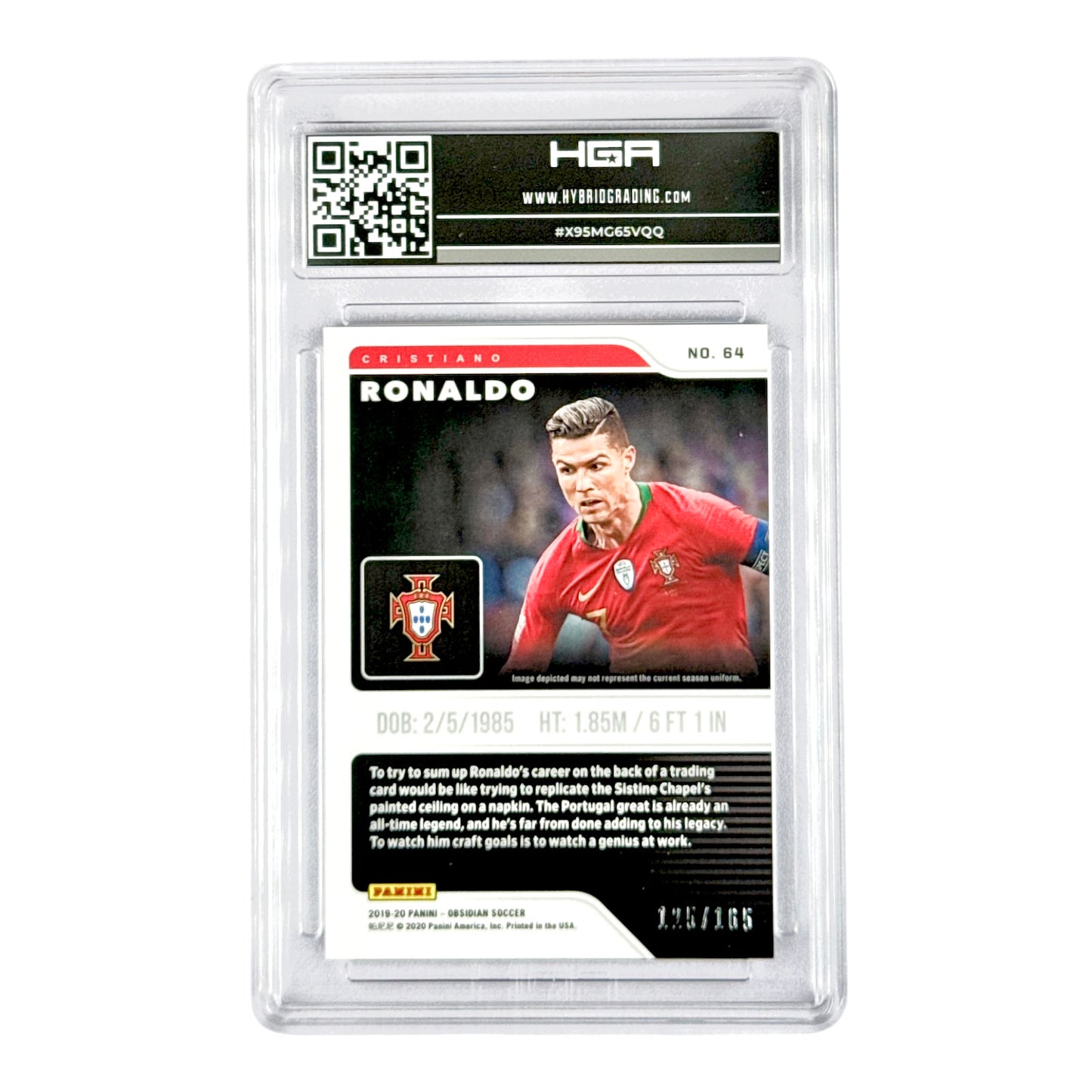 Cristiano Ronaldo 2019-20 Panini Obsidian 125/165 #64 HGA 9.5