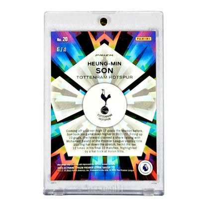 Heung Min Son 2022-23 Panini Prizm Premier League Kaleidoscopic Blue Shimmer 6/8