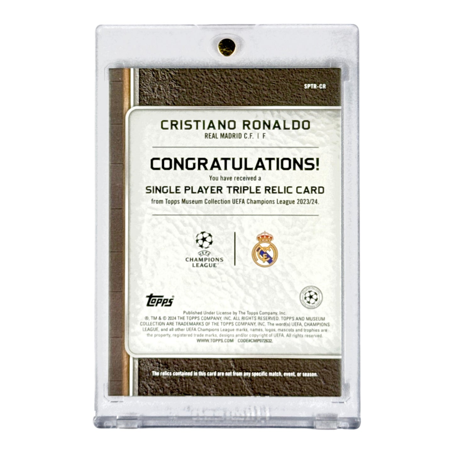 Cristiano Ronaldo Topps Museum UEFA Champion's League Triple Relic 02/25 #SPTR-CR