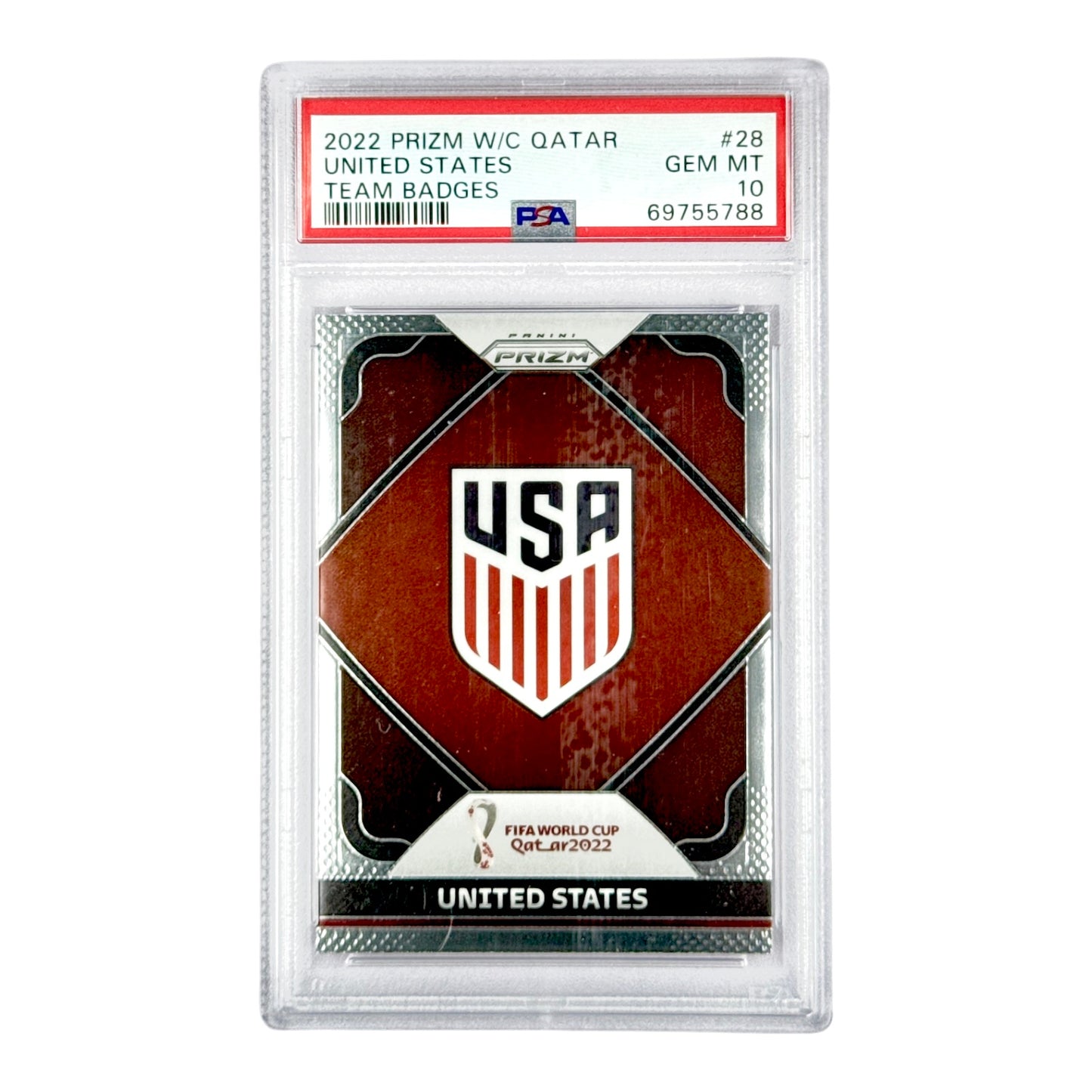 2022 Panini Prizm World Cup USA Team Badges #28 PSA 10