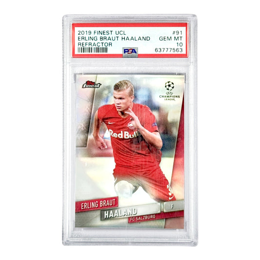 Erling Braut Haaland 2019-20 Topps Finest UCL UEFA Champions League Refractor Rookie RC PSA 10