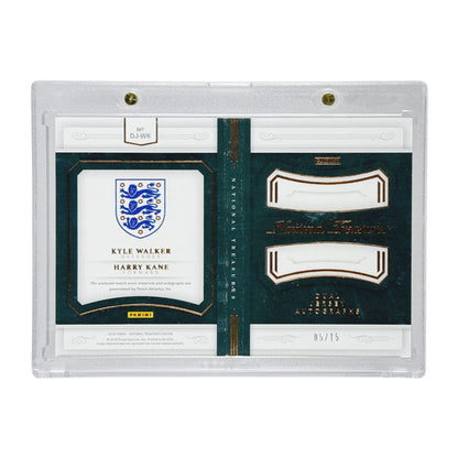 Harry Kane Kyle Walker 2018 Panini National Treasures Soccer Dual Jersey Auto 05/15 #DJ-WK