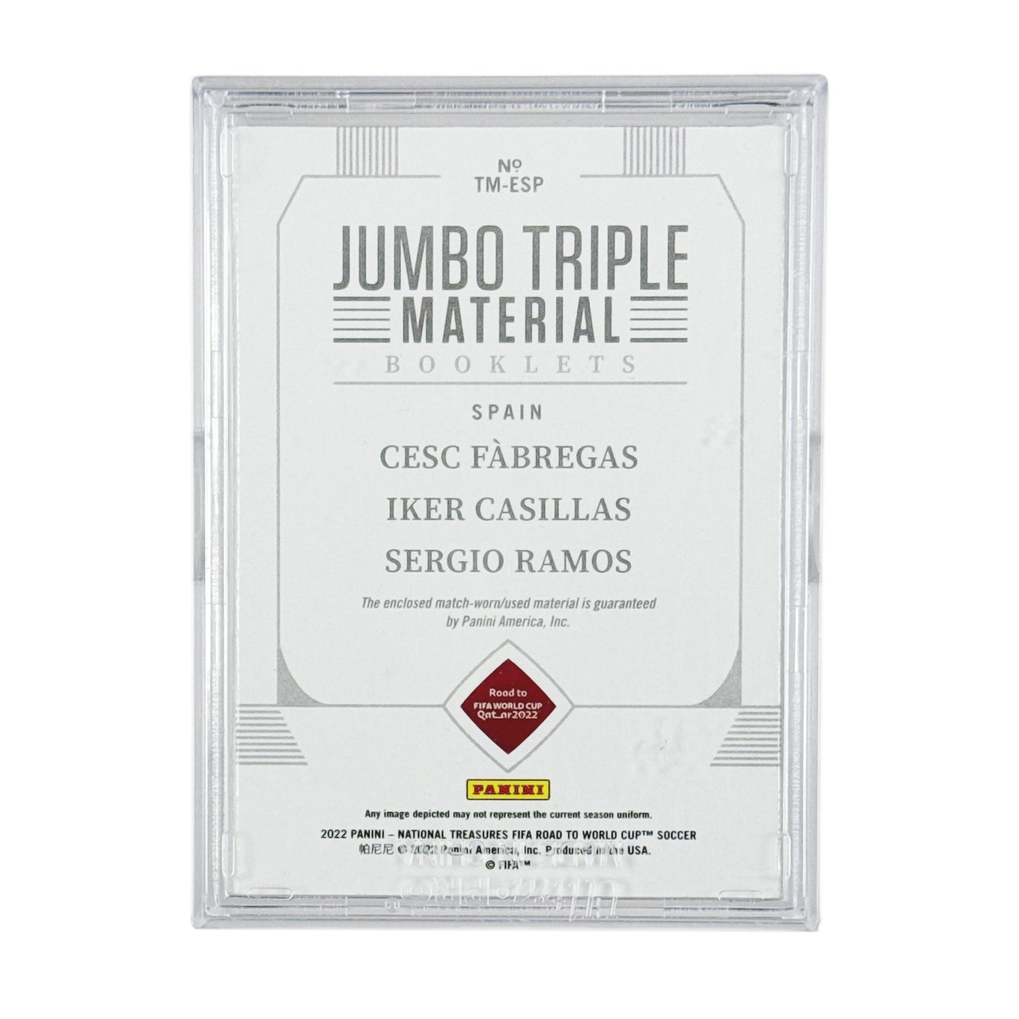 Frabregas Casillas Ramos 2022-23 Panini National Treasures Road to FIFA World Cup Qatar Jumbo Triple Material Booklet 10/40 #TM-ESP