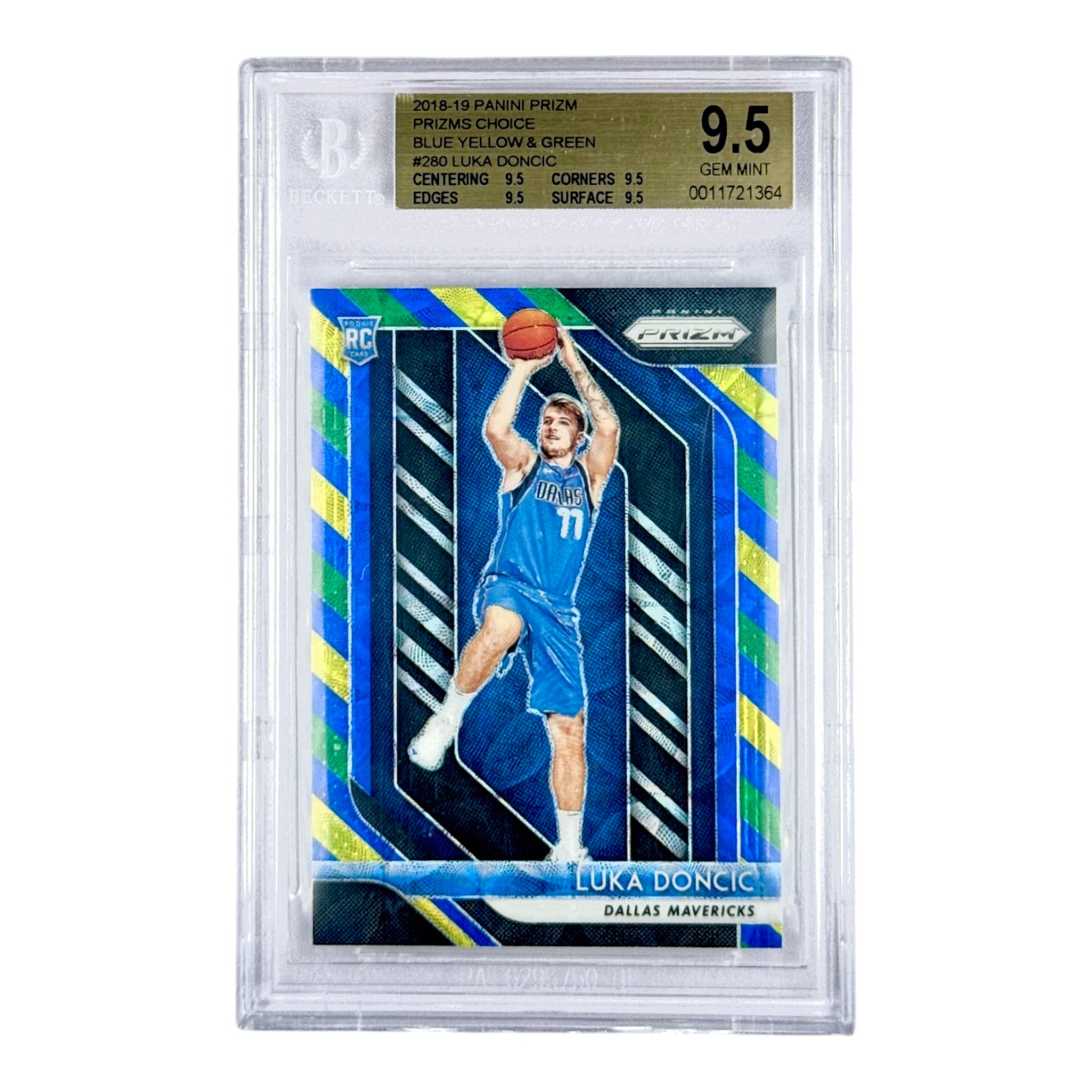 Luka Doncic 2018-19 Panini Prizm Choice Blue Yellow Green Rookie RC #280 BGS 9.5