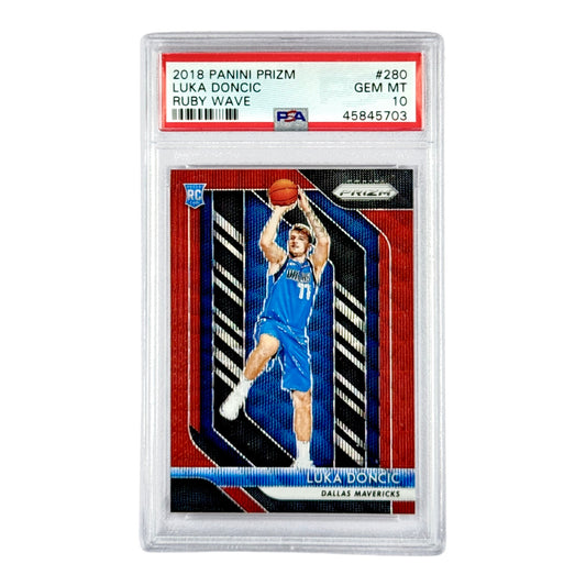 Luka Doncic 2018-19 Panini Prizm Red Wave Rookie RC #280 PSA 10