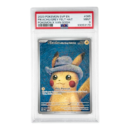 Pikachu 2023 Pokemon English Grey Felt Hat Van Gogh Promo #085 PSA 9