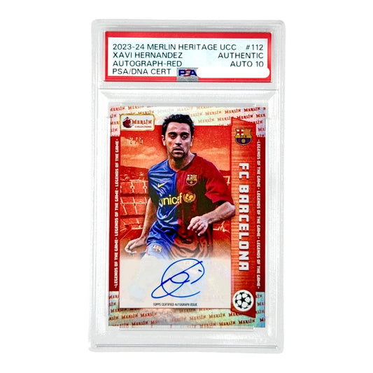 Xavi Hernandez 2023-24 Topps Merlin Heritage UCC Auto Red 2/5 #112 PSA Auto 10